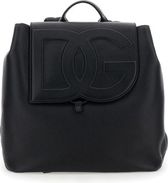 Dolce & Gabbana Zwarte tas met DG Emossed - Heren - Rugzakken - Zwart - ONE Size - Tassen