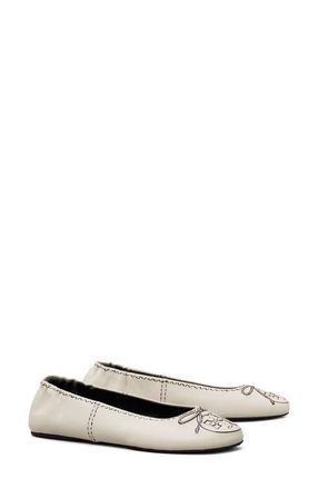 Tory Burch Reva Travel Ballet Flat in New Cream at Nordstrom, Size 10.5
