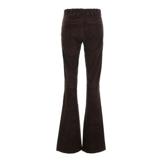 Arma Lucia Suede Flare Broek - Dames - Broeken - Bruin - Maat: S Su&egrave;de
