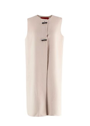 Carolina Herrera Beige Sleeveless Longline Wool Gilet Size S