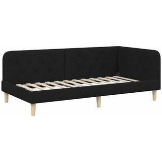 vidaXL Corner Bed Frame with Headboard Black 90 x 190 cm Fabric vidaXL