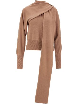 Ferragamo cashmere scarf jumper - women - Cashmere - L - Neutrals