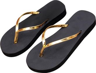Generic Women Summer Sandals Stylish Open Toe Simple Ladies Flip Flops Breathable Quick Drying Casual Thong Slippers with PU Slim Strap Beach Indoor Outdoor