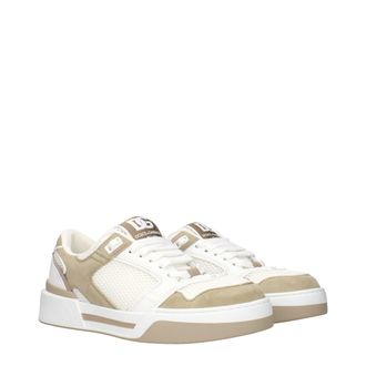 Dolce & Gabbana Leather & Mesh Low-Top Sneaker - White