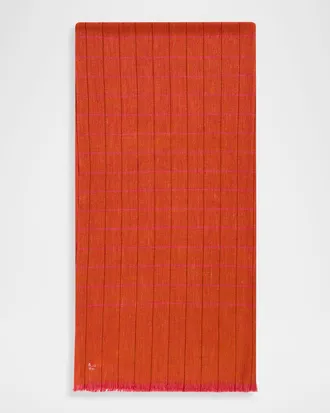 Anderson & Sheppard Men & apos;s Hairline Windowpane Check Cashmere Scarf