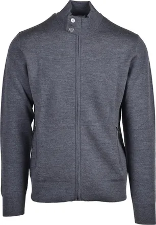 Paolo Pecora Grey Virgin Wool-Blend Zip Cardigan