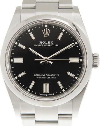 Rolex Pre-owned Rolex Oyster Perpetual Automatic Chronometer Black Dial Unisex Watch 126000BKSO