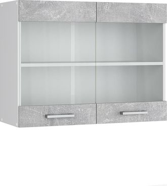 Vicco Armario De Cocina Con Vidrio R-line, Hormig&oacute;n, 80 Cm