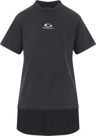 Balenciaga Short Dresses, female, Black, M, Hybrid Shirt Dress