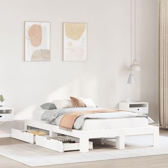 Berkfield Home Bed Frame without Mattress White 135x190 cm Double Solid Wood Pine