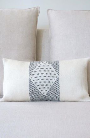 VOZ Diamante Lumbar Pillow soft Border in Ivory in Ivory/charcoal at Nordstrom
