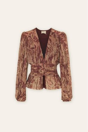Dress Forum Womens Bloom Plunging Blouse In Burgundy