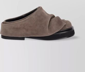 The Attico square toe suede finish flat sole loafers
