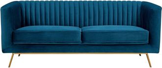 Rendez-Vous D&eacute;co Sof&aacute; de 2 plazas en terciopelo azul oscuro