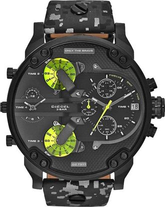 Diesel Accessoires, Heren, Zwart, ONE Size, Leer, Mr Daddy 2.0 Chronograph Horloge