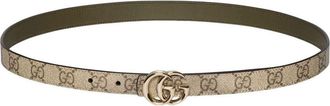 Gucci (WMNS) Gucci 26 Reversible GG Marmont Thin Belt Beige Khaki 847132-FAFGJ-9778
