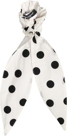 Dolce & Gabbana Womens Scrunchie White Cotton Polka Dot Scarf Tie Accessory Hair Black And Co+02+pa