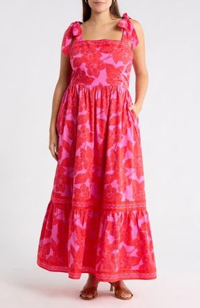 Sugarlips Rency Floral Smocked Maxi Dress in Fuchsia-Red at Nordstrom, Size 3 X