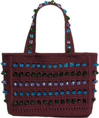 Sandro Beaded crochet bag in Brown at Nordstrom, Size Medium