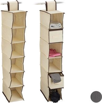 Relaxdays Relaxdays - Fabric Hanging Shelves, 6 Compartments with 2 Drawers for the Closet, Foldable, Size: 82 x 14.5 x 30 cm, White