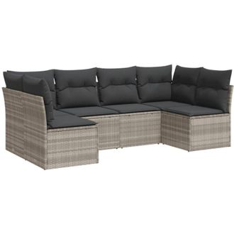 vidaXL Vidaxl - Set De Sof&aacute;s De Jard&iacute;n 6 Pzas Y Cojines Rat&aacute;n Sint&eacute;tico Gris