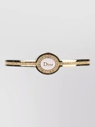 Dior open cuff bracelet gold tone crystals
