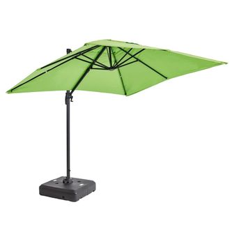 Oviala Parasol desplazado de 2x3 m y base con ruedas de aluminio verde