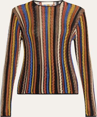 Ulla Johnson Ardith Long-Sleeve Lace Knit Top