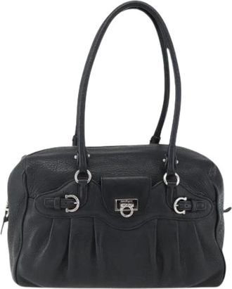 Ferragamo Pre-owned Handbags, female, Black, Size: ONE SIZE Pre-owned Leather Shoulder Bag