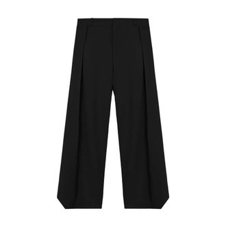 Loewe Wide Trousers, female, Black, Size: XS Wool Wide-Leg Trousers