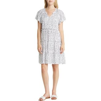 Beach Lunch Lounge Womens Camila Floral Flutter Sleeve Dress in Spots Blanc at Nordstrom Rack, Size X-Small