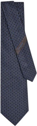 Ferragamo diagonal Gancini jacquard tie - men - Silk/Wool - One Size - Blue