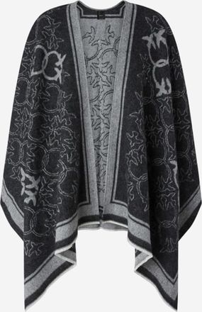 Pinko Pinko wolmix cape met tortelduifjesmotief