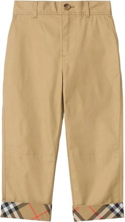 Burberry Check Turn-Up Cotton Trousers