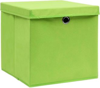 vidaXL Cajas de almacenaje con tapas 10 uds verde 28x28x28 cm Vidaxl