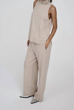 Rabens Saloner Diara Funnel Halter Top In Oatmeal
