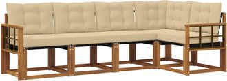 vidaXL Conjunto De Sof&aacute;s De Exterior 5 Uds. Natural Y Beige Vidaxl