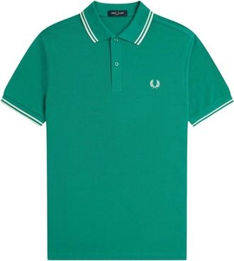 Fred Perry Polo Shirt van Katoen met Streepdetails - Heren - Polos - Groen - M - Katoen - Tops