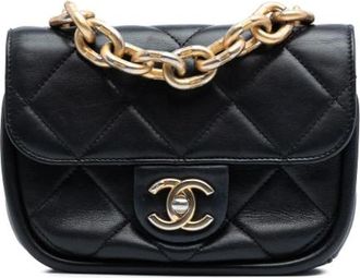 Chanel Pre-owned Flap Bag - Dames - Vintage Schoudertas - Zwart - ONE Size - Leer - Vintage