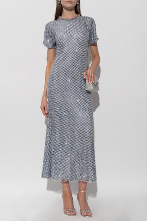Self Portrait Dress With Shimmering Crystals, Womens, Blue