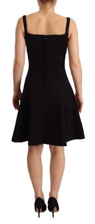 Dolce & Gabbana Womens Black Fit Flare Wool Stretch Sheath Dress Virgin Nylon Elastane