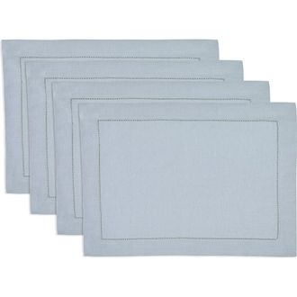 Solino Home Linen Placemats - Classic Hemstitch, 14 x 19 in Dusty Blue at Nordstrom, Size Medium