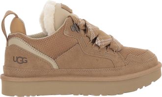 UGG Lowmel Beige Leather Mesh Plush Wool Lining Sneakers