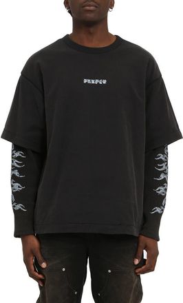 Purple Oversize Sequin Layered Logo Graphic T-Shirt in Black at Nordstrom, Size Xx-Large