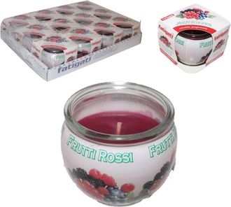 Trade Shop Trade Shop - Set 12 Pz Candela In Vasetto Di Vetro Profumo Ai Frutti Rossi Ambiente Decorativo 382248