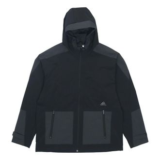 adidas Sports Training Woven Windproof hooded Logo Jacket Black H40220
