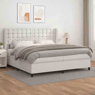 vidaXL Cama Box Spring Con Colch&oacute;n Cuero Sint&eacute;tico Blanco 200x200 Cm Vidaxl