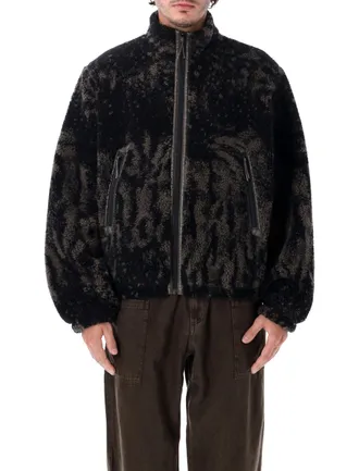 Roa Ewe Digital Print Faux Fur High Collar Fleece Jacket