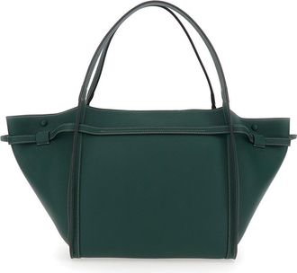 Tod's Womens Tote Bag Timeless T Green Leather Calf