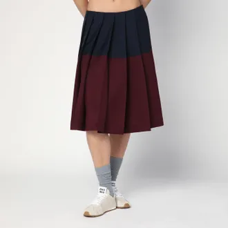 Miu Miu Amaranth/Navy Blue Skirt in Kid Mohair
